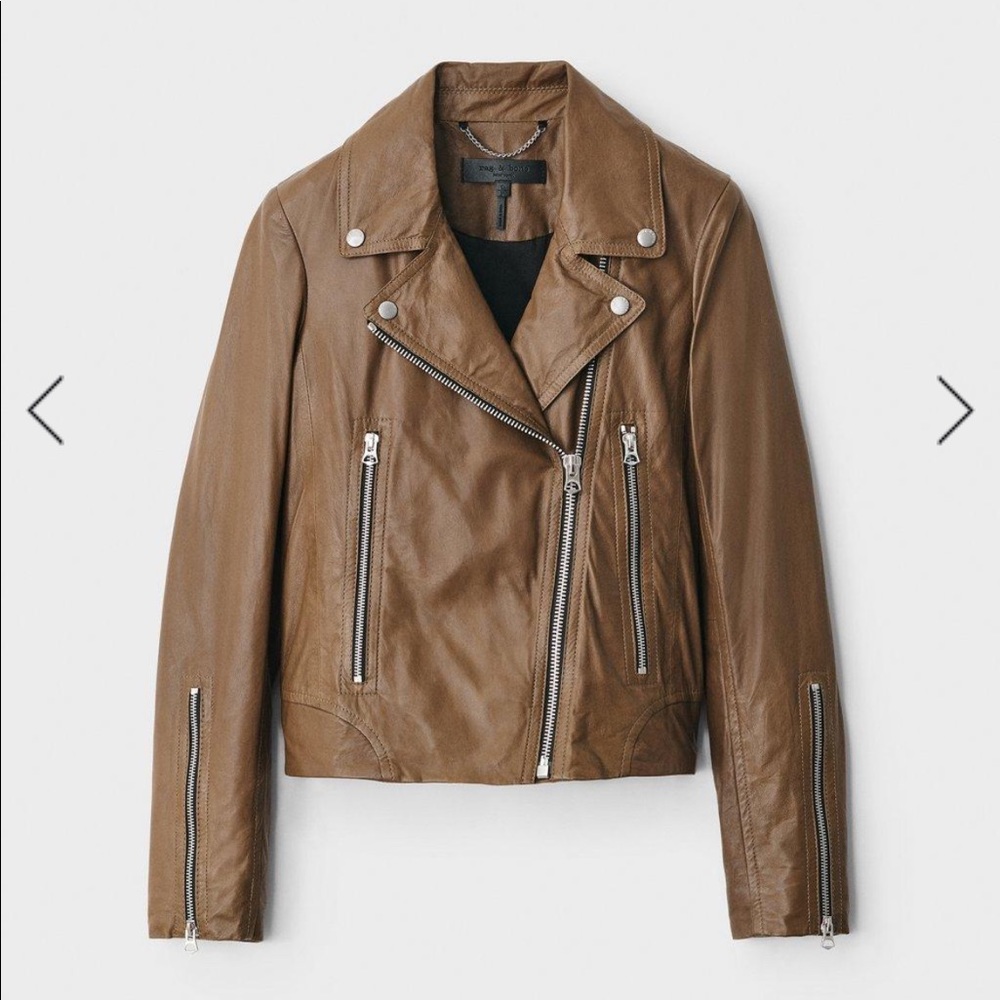 VGUC rag & bone olive Leather Jacket